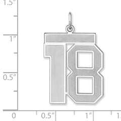 Sterling Silver/Rhodium-plated Satin Number 18 Charm - 3