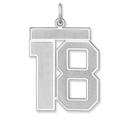 Sterling Silver/Rhodium-plated Satin Number 18 Charm - 3