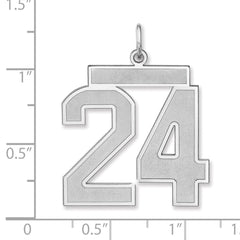 Sterling Silver/Rhodium-plated Satin Number 24 Charm - 3