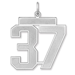 Sterling Silver/Rhodium-plated Satin Number 37 Charm