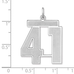 Sterling Silver/Rhodium-plated Satin Number 41 Charm - 3