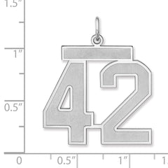 Sterling Silver/Rhodium-plated Satin Number 42 Charm - 2