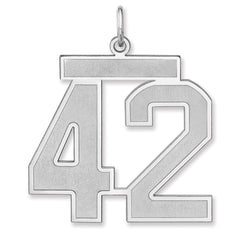 Sterling Silver/Rhodium-plated Satin Number 42 Charm - 2
