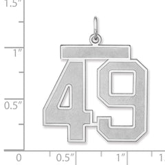 Sterling Silver/Rhodium-plated Satin Number 49 Charm