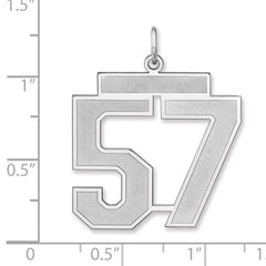 Sterling Silver/Rhodium-plated Satin Number 57 Charm - 3