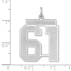 Sterling Silver/Rhodium-plated Satin Number 61 Charm - 3