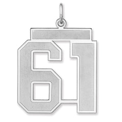 Sterling Silver/Rhodium-plated Satin Number 61 Charm - 3