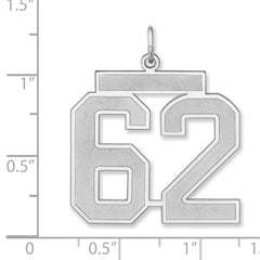 Sterling Silver/Rhodium-plated Satin Number 62 Charm - 2