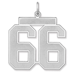 Sterling Silver/Rhodium-plated Satin Number 66 Charm - 2