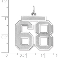 Sterling Silver/Rhodium-plated Satin Number 68 Charm - 3