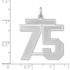 Sterling Silver/Rhodium-plated Satin Number 75 Charm - 2