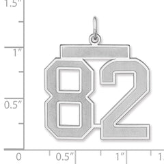 Sterling Silver/Rhodium-plated Satin Number 82 Charm - 2