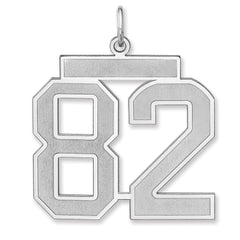 Sterling Silver/Rhodium-plated Satin Number 82 Charm - 2