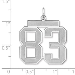 Sterling Silver/Rhodium-plated Satin Number 83 Charm - 3