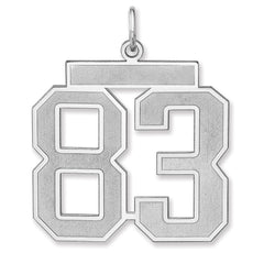 Sterling Silver/Rhodium-plated Satin Number 83 Charm - 3