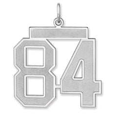 Sterling Silver/Rhodium-plated Satin Number 84 Charm - 3