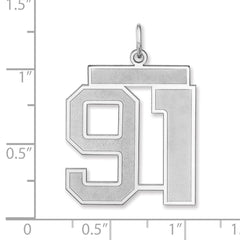 Sterling Silver/Rhodium-plated Satin Number 91 Charm - 2