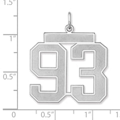 Sterling Silver/Rhodium-plated Satin Number 93 Charm - 2