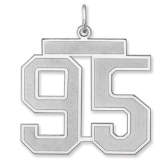 Sterling Silver/Rhodium-plated Satin Number 95 Charm - 2