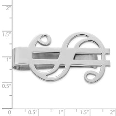Sterling Silver Rhodium-plated Dollar Sign Money Clip - 3