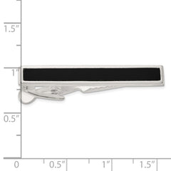Sterling Silver Polished Onyx Tie Bar - 2