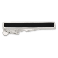 Sterling Silver Polished Onyx Tie Bar - 2
