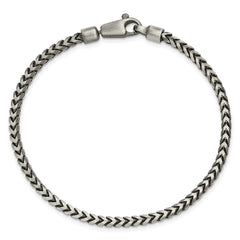 Sterling Silver Antiqued 3.1mm D/C Square Franco Chain - 7