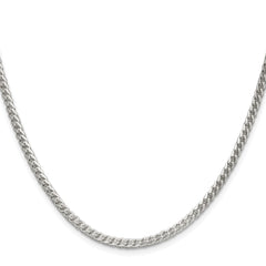 Sterling Silver Rhodium-plated 3.1mm D/C Square Franco Chain - 8