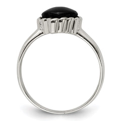 Sterling Silver Onyx Heart Ring - 3