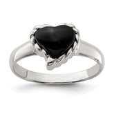 Sterling Silver Onyx Heart Ring - 2