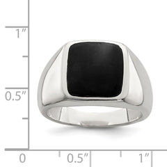 Sterling Silver Synthetic Onyx Ring - 3