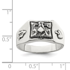 Sterling Silver Antiqued Masonic Ring - 6