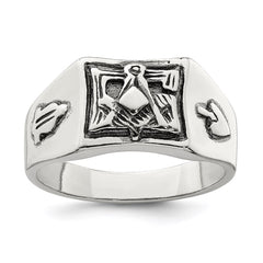 Sterling Silver Antiqued Masonic Ring - 6