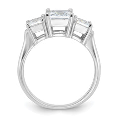 Sterling Silver Rhodium-plated Three Stone CZ Ring - 6