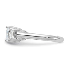 Sterling Silver Rhodium-plated Three Stone CZ Ring - 6