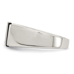 Sterling Silver Rhodium-plated Men's CZ and Onyx Ring - 10