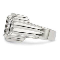 Sterling Silver Rhodium-plated CZ and Onyx Ring - 2