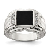 Sterling Silver Rhodium-plated CZ and Onyx Ring - 3