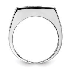 Sterling Silver Rhodium-plated Men's CZ and Onyx Ring - 11