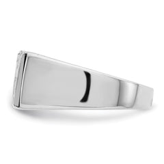 Sterling Silver Rhodium-plated Men's CZ and Onyx Ring - 11