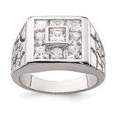 Sterling Silver Rhodium Plated Men's Fashion CZ Ring - 3