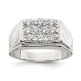 Sterling Silver Rhodium-plated Men's CZ Ring - 4