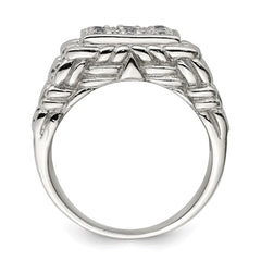Sterling Silver Rhodium-plated Men's CZ Ring - 14