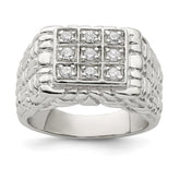 Sterling Silver Rhodium-plated Men's CZ Ring - 5