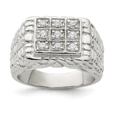 Sterling Silver Rhodium-plated Men's CZ Ring - 14