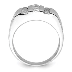 Sterling Silver Rhodium-plated Men's CZ Ring - 15