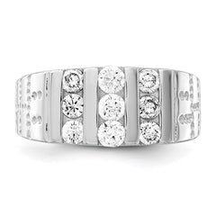 Sterling Silver Rhodium-plated Men's CZ Ring - 15