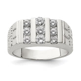 Sterling Silver Rhodium-plated Men's CZ Ring - 8