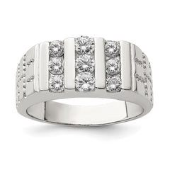 Sterling Silver Rhodium-plated Men's CZ Ring - 8