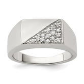Sterling Silver Rhodium Plated Men's CZ Fashion Ring - 2